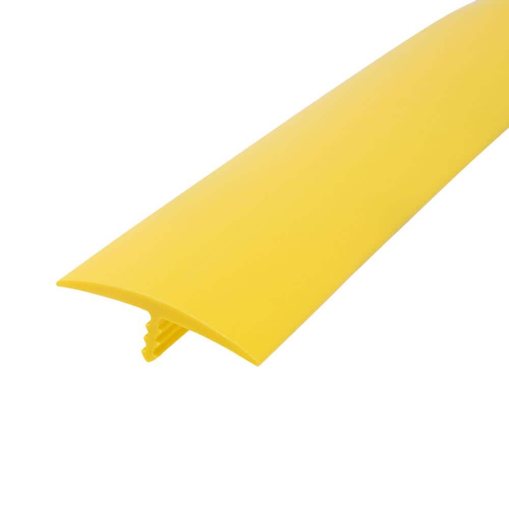 1-1/4 in. Yellow Flexible Polyethylene Center Barb Hobbyist Pack Bumper Tee Moulding Edging 12 ft. long Coil - Hercitys