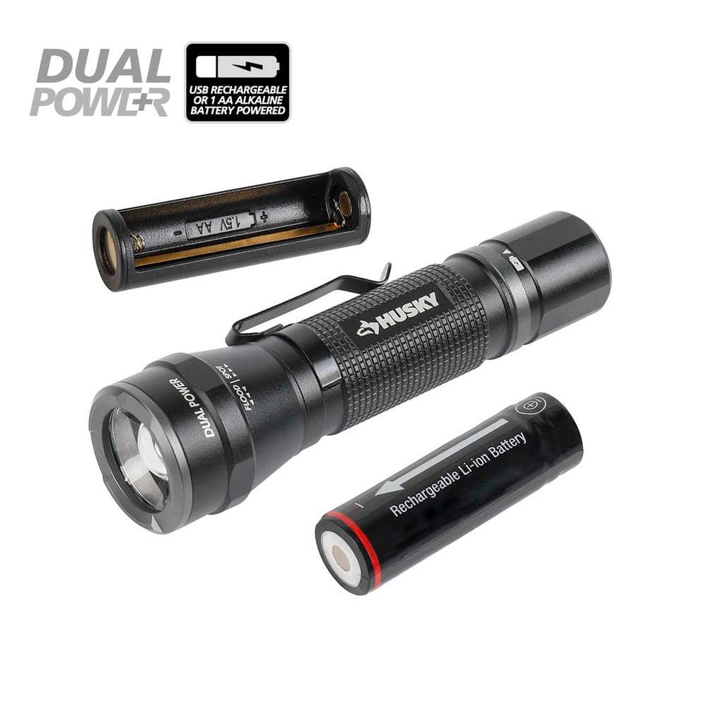 500 Lumens Dual Power Aluminum Flashlight 3.7-Volt 1200 mAh Rechargeable Replacement Battery - Hercitys