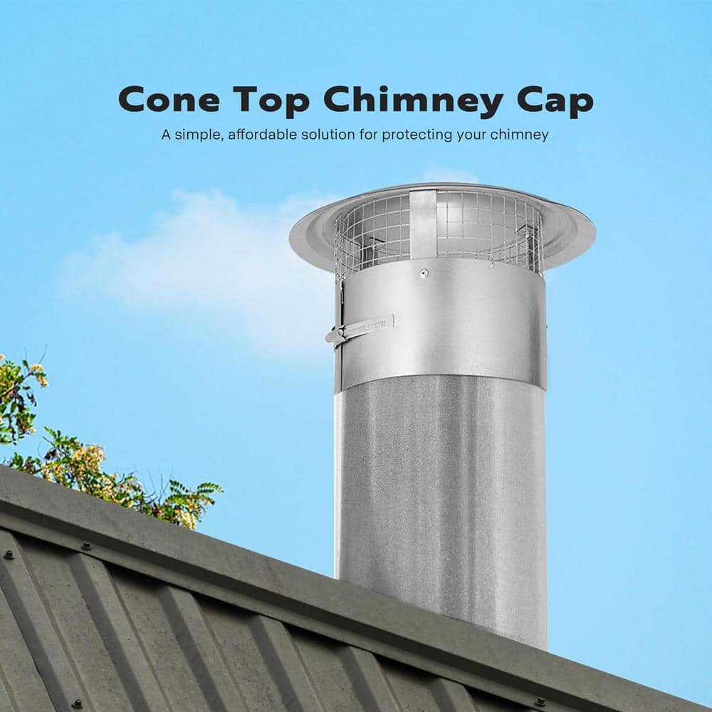 10 in. Round Adjustable Stainless Steel Chimney Cap with Screen - Hercitys