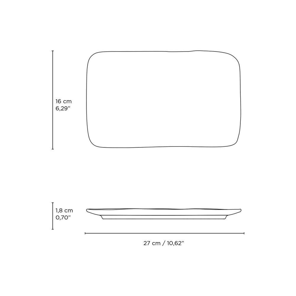 10.63 in. Chromium Gray Stoneware Rectangular Platter Medium Juta (Set of 4) - Hercitys