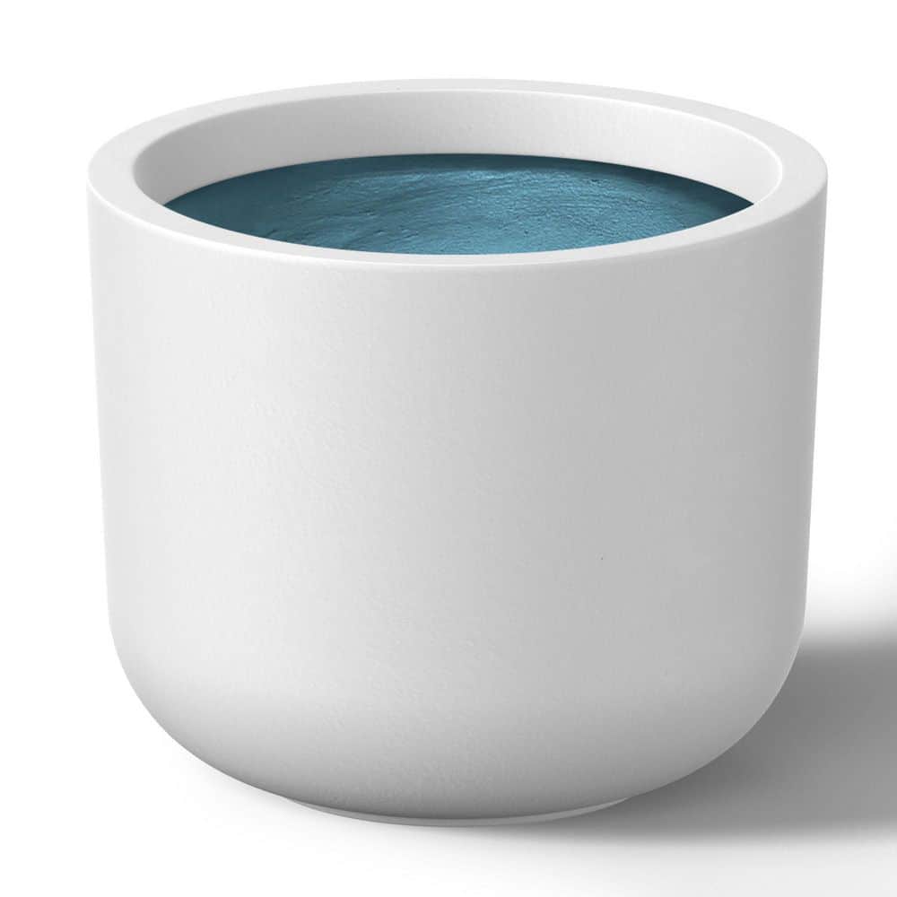 11.5 in. Small Crisp White(Premium Inner) Concrete Round Planter/Pot with Drainage Holes - Hercitys