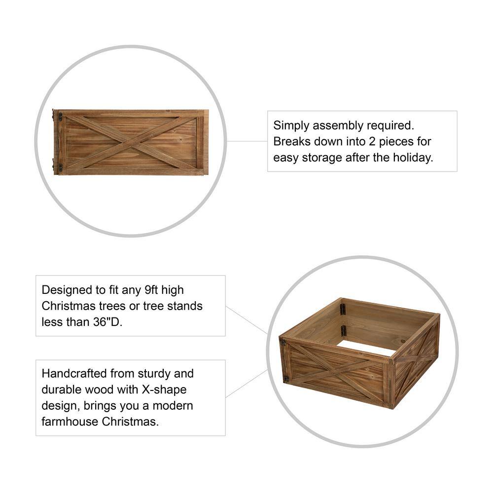 10.98 in .H x 26 in. D Natural Wooden Brown Tree Collar (KD) - Hercitys