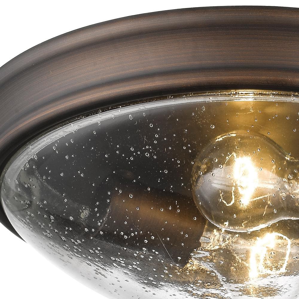 12 in. Wide 2-Light Rubbed Bronze Flush Mount Ceiling Fixture - Hercitys