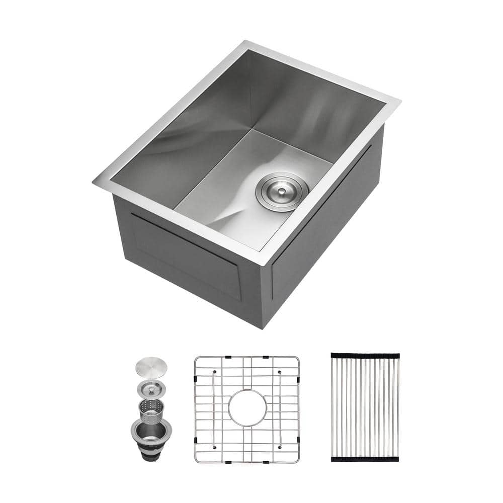 14 in. Undermount Single Bowls Stainless Steel Kitchen Sink with Accessories - Hercitys