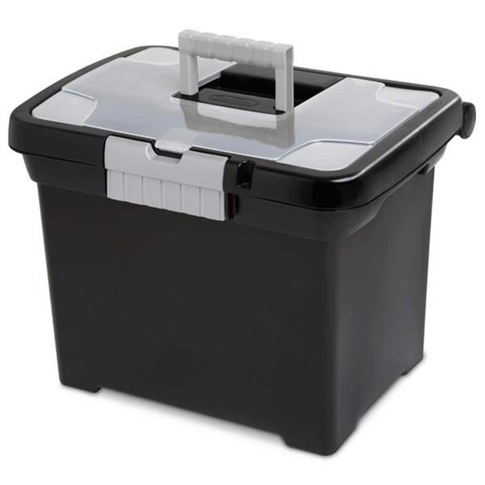 4 Gal. Portable File Box with Handle and Clear Lid (4-Pack) - Hercitys