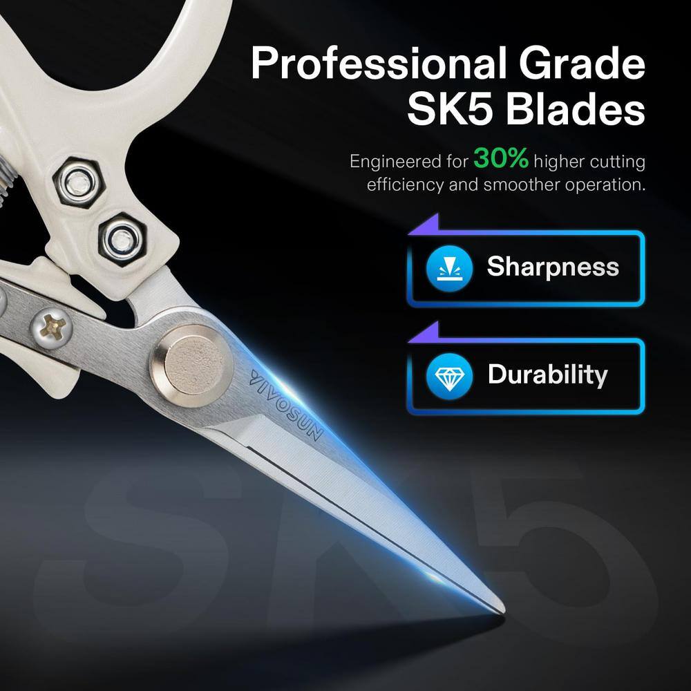 2.2 in. Bypass Light-Weight Pruning Shears with SK5 Blades and Q-Shaped Handle - Hercitys