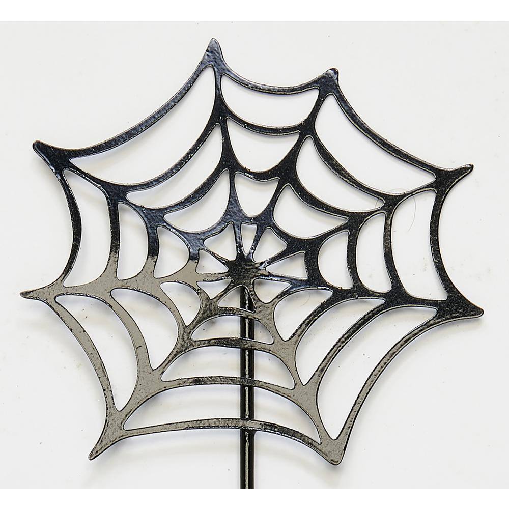 15 in. Iron Spider Web Halloween Figure Pick Yard Stake, Set of 3 - Hercitys