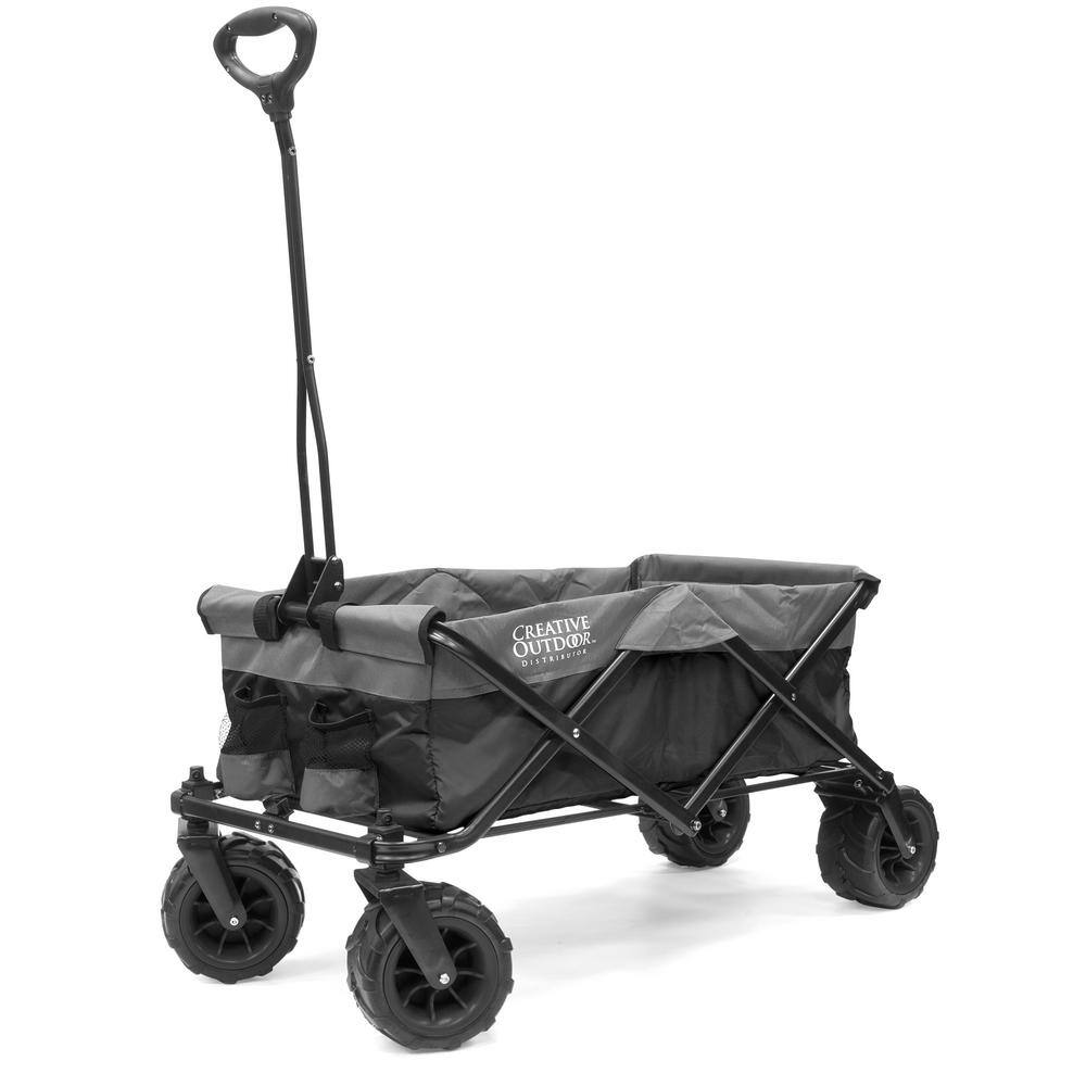 3.2 cu. ft./150 lbs. Capacity Fabric Folding Wagon Garden Cart in Black/Gray - Hercitys
