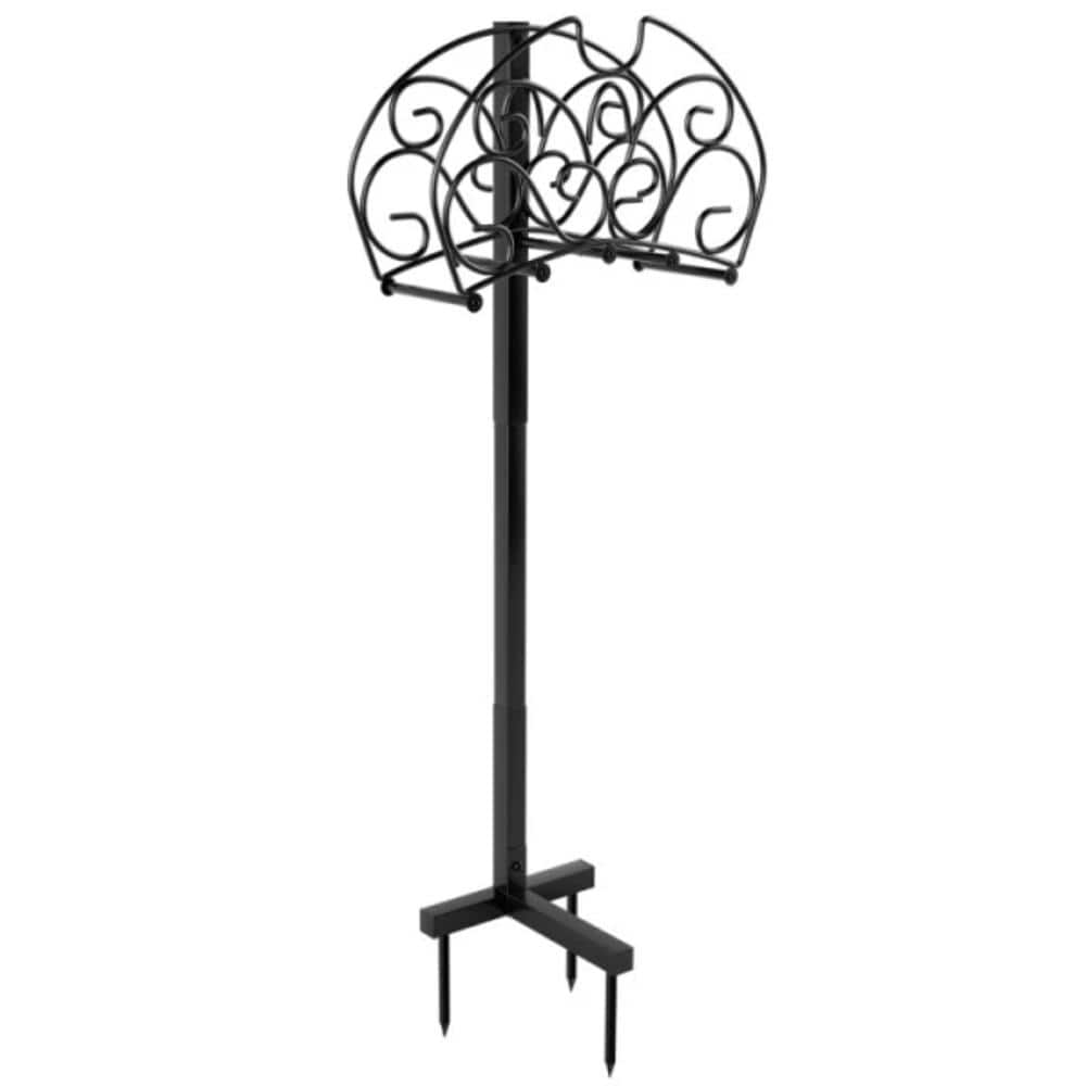 41.5 in. H Freestanding Hose Holder for Outdoor Yard Garden Lawn, Detachable, Black - Hercitys