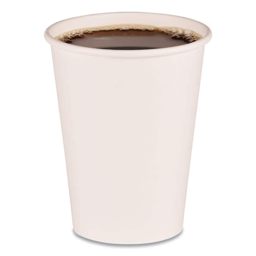 12 oz. White Disposable Paper Cups, Hot Drinks, 20 Cups / Sleeve, 50 Sleeves / Carton - Hercitys