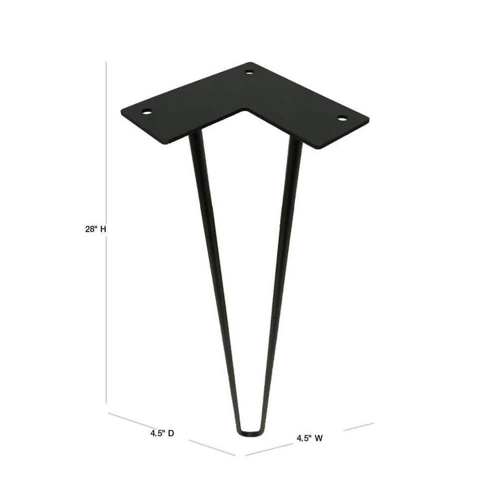 28 in. Black Steel 2-Rod Hairpin Leg (4-Pack) - Hercitys