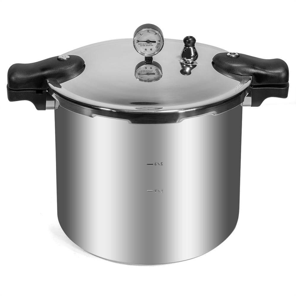 22 Qt. Aluminum Pressure Cooker with Built-in Dial Gauge - Hercitys