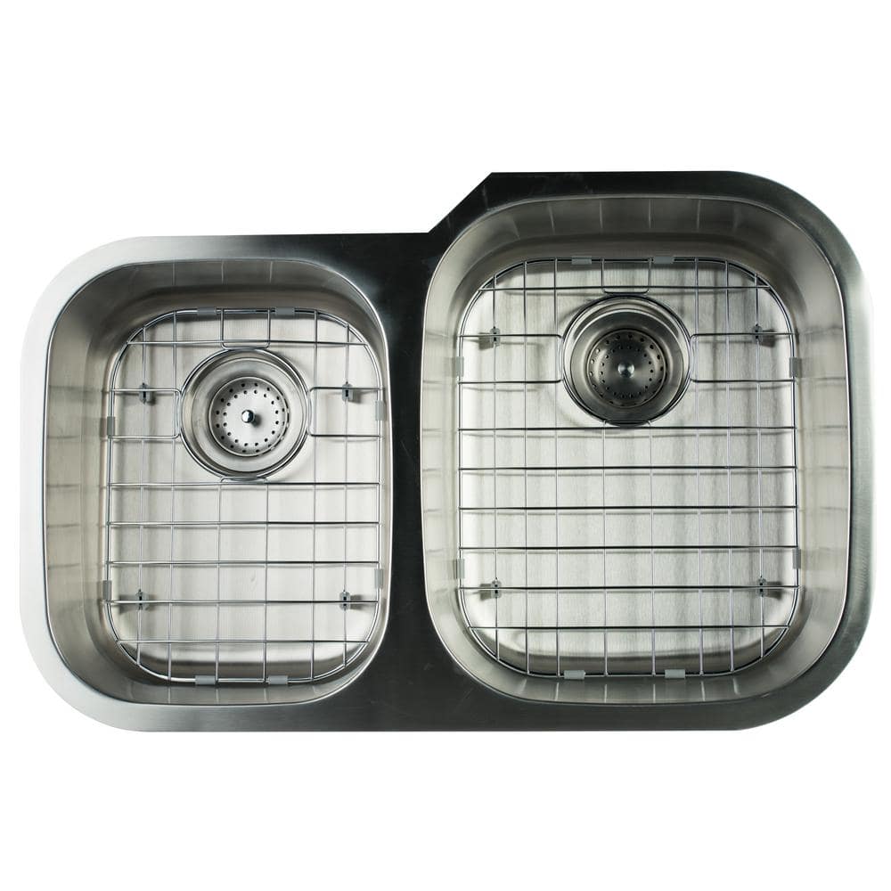 31 in. Undermount 40/60 Double Bowl 18 Gauge Stainless Steel Kitchen Sink - Hercitys