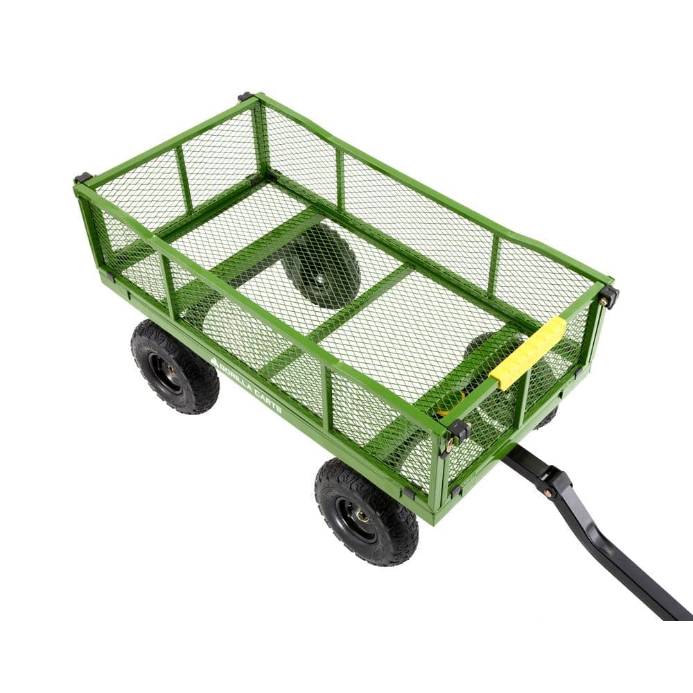 4 cu. ft., 900 lbs. Heavy-Duty Steel Utility Garden Cart, 4 cu. ft., 10 in. Pneumatic Tires, 2-in-1 Pull or Tow Handle - Hercitys