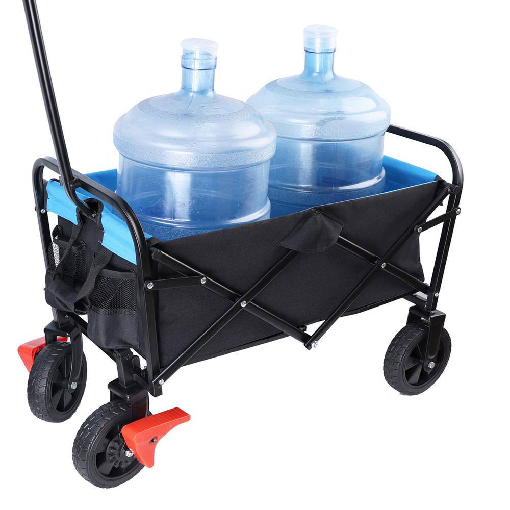 4 cu. ft. Metal Garden Cart, Black and Blue - Hercitys