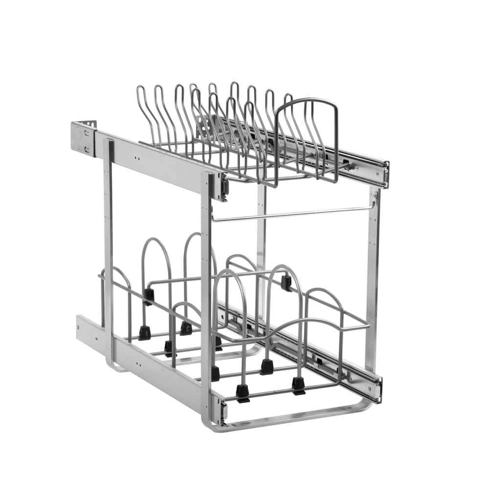 11 in. Double Tier Steel Soft-Close Pullout Cookware Organizer - Hercitys