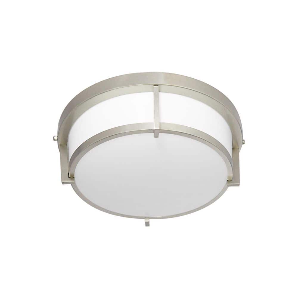13 in. Brushed Nickel Dimmable Flush Mount with Plastic Shade Dim to Warm 2700K-4000K and Integrated LED Light - Hercitys