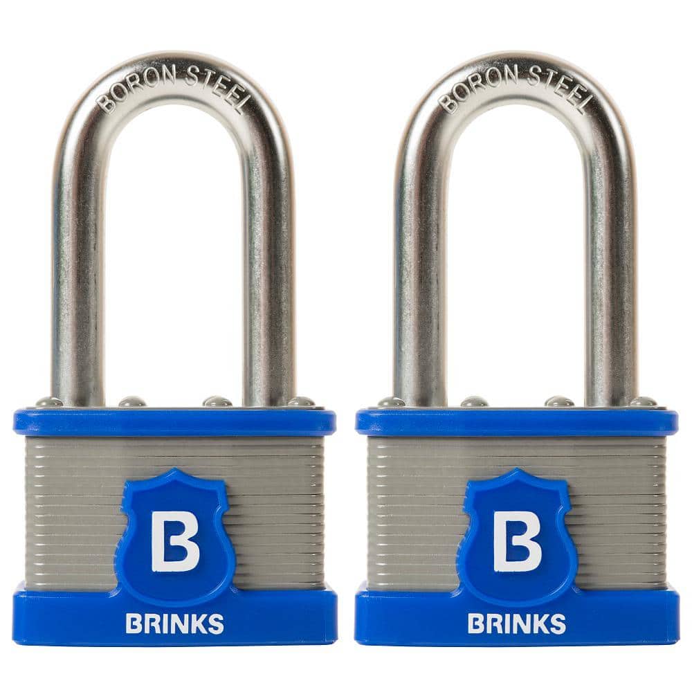 2 in.  Boron Steel Shackle (50 mm) Commercial Laminated Steel Padlock (2-Pack) - Hercitys