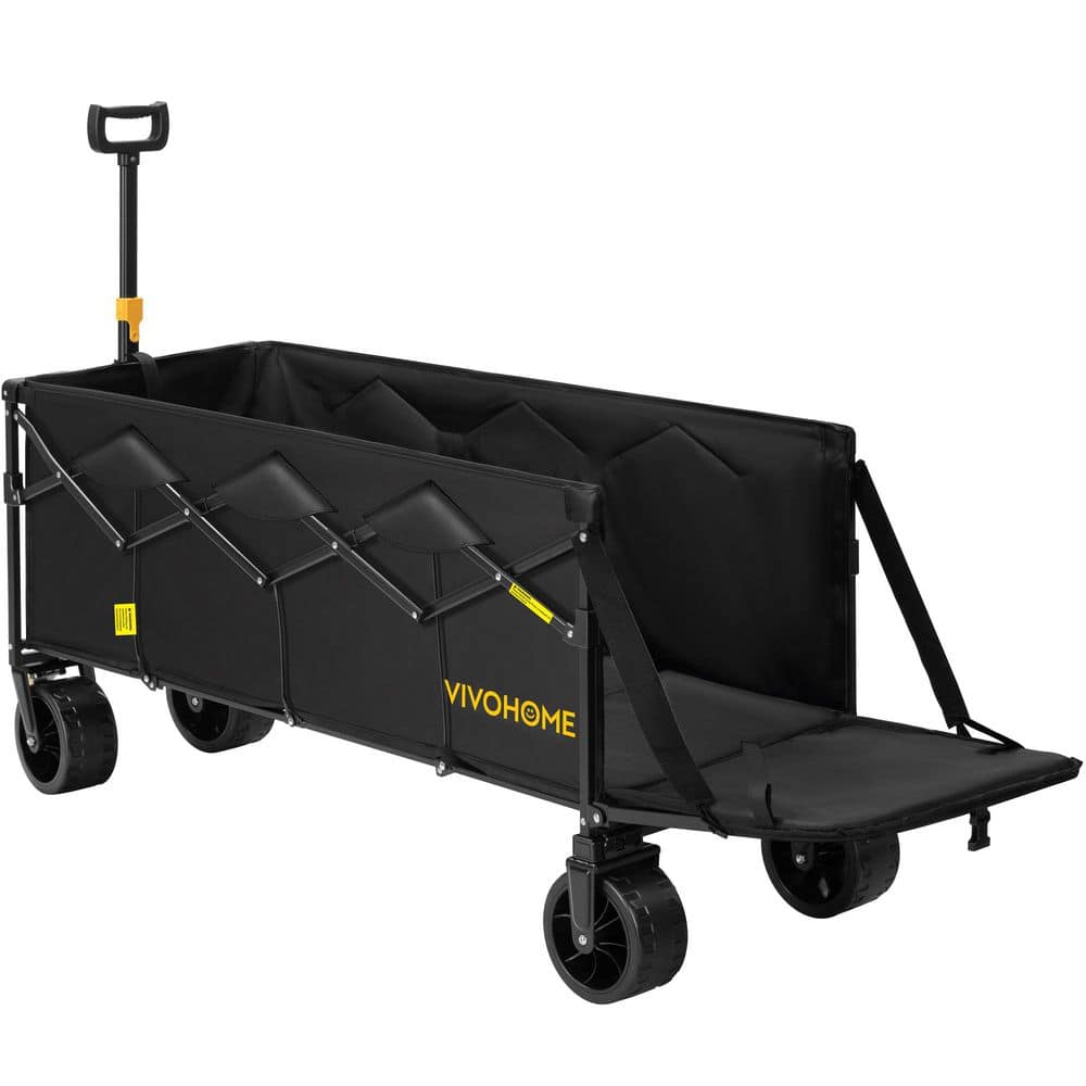 12.4 cu. ft. Folding Heavy Duty Steel Utility Garden Cart with Extended Tailgate - Hercitys
