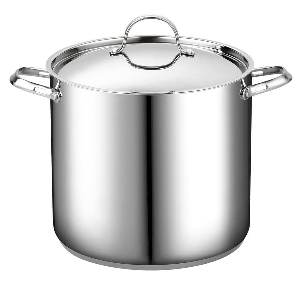 20 qt. 18/10 Stainless Steel Classic Deep Cooking Pot Canning Cookware with Stainless Steel Lid, Silver - Hercitys