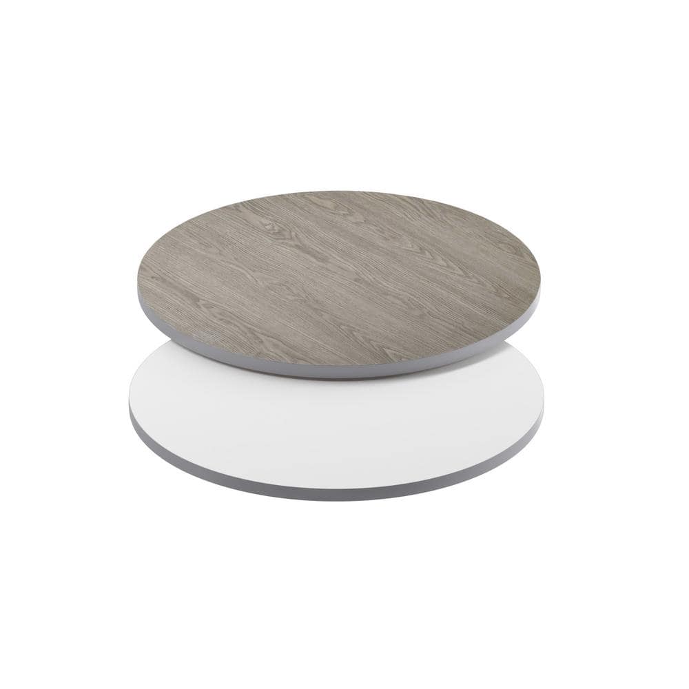 30 in. White/Gray Round Table Top Only - Hercitys