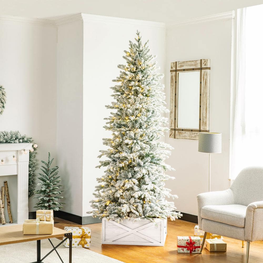 26 in. L Washed White Wooden Tree Collar - Hercitys