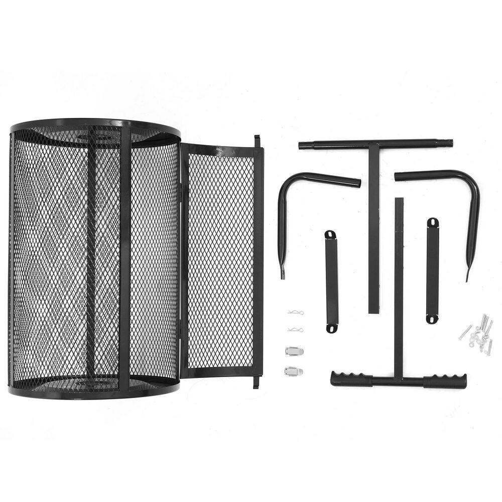 24 in. Compost Spreader, Heavy-Duty Metal Mesh Spreader with Adjustable Handle，Black - Hercitys