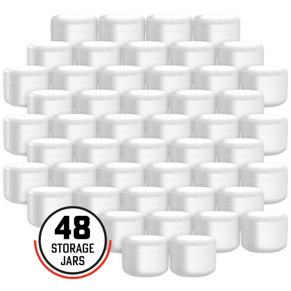 48-Pack 4 Oz White Plastic Containers with Inner and Outer Lid - Hercitys