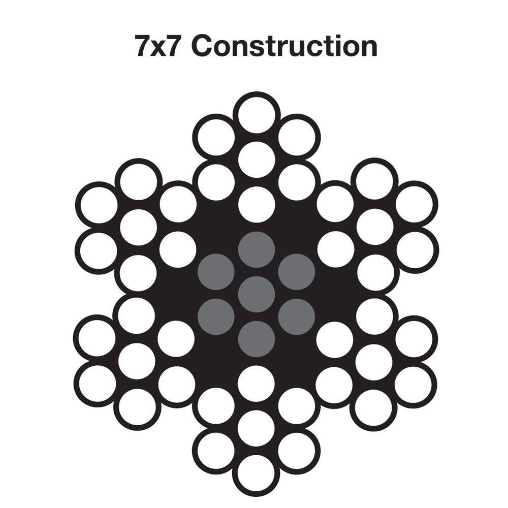 1/16 in. x 500 ft. Galvanized Steel Uncoated Wire Rope - Hercitys