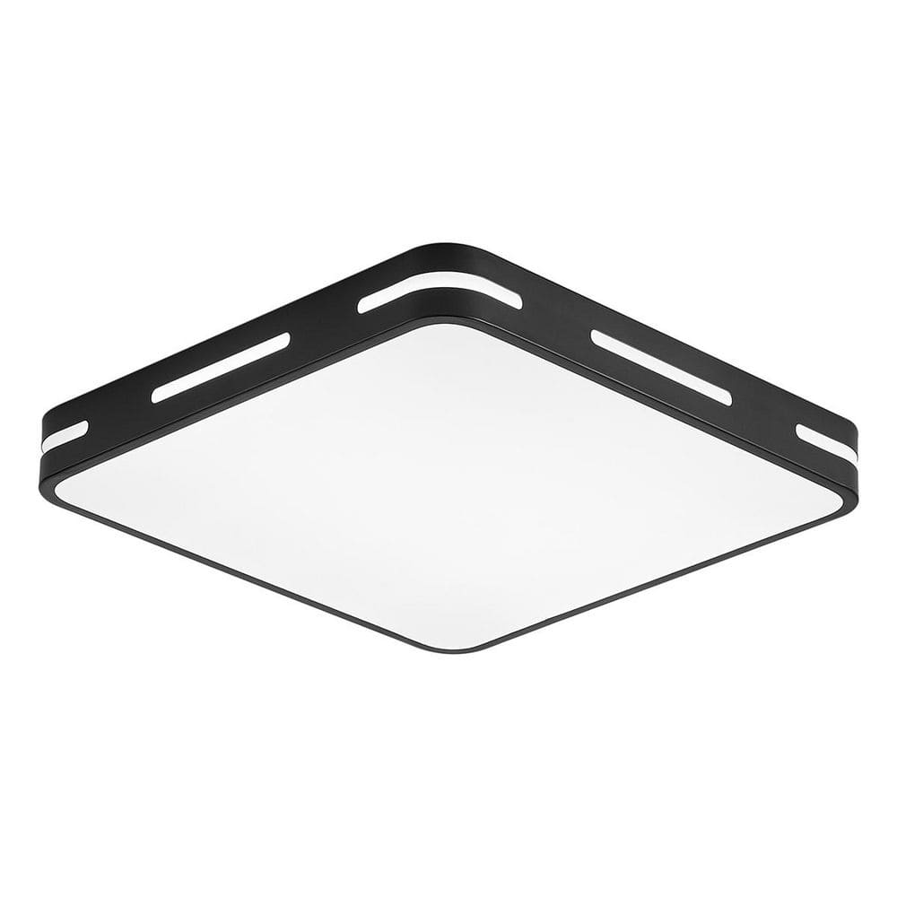 15.74 in. 36-Watt Modern LED Flush Mount Ceiling Light with PS Shade Black Ceiling Lighting Fixtures, 6000K - Hercitys
