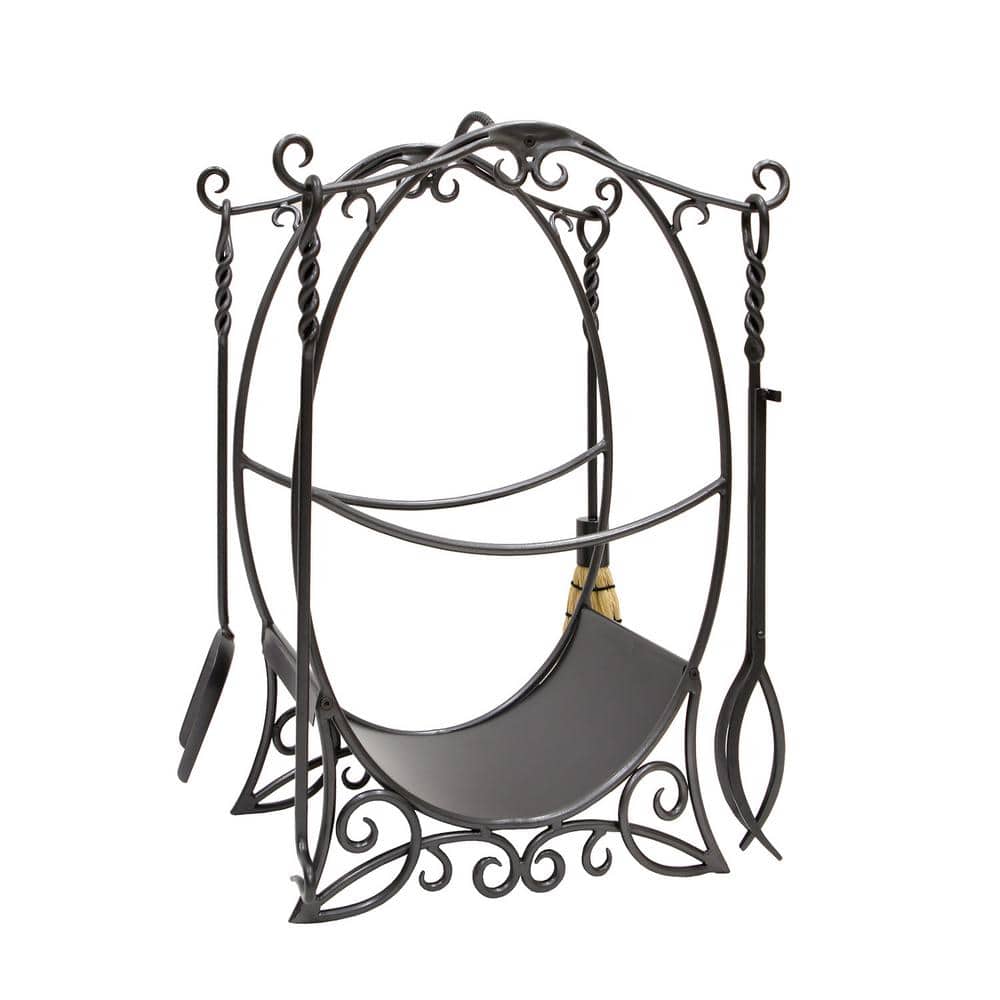 31 in. Tall Graphite Cottage Wood Holder with 4 Tools - Hercitys