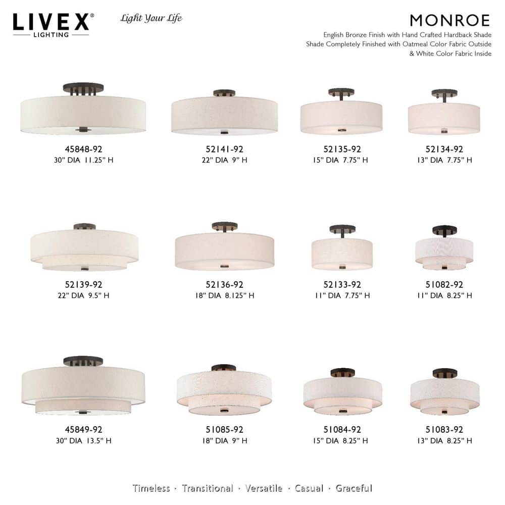 18 in. Semi Flush Mount 4-Light English Bronze Monroe - Hercitys