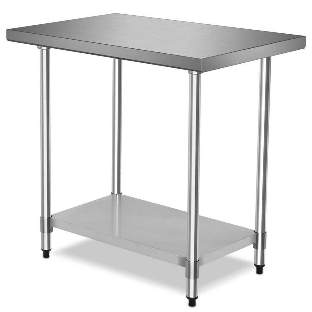 36 in. x 24 in. Stainless Steel Commercial Utility Table Kitchen Prep Table with Bottom Shelf - Hercitys