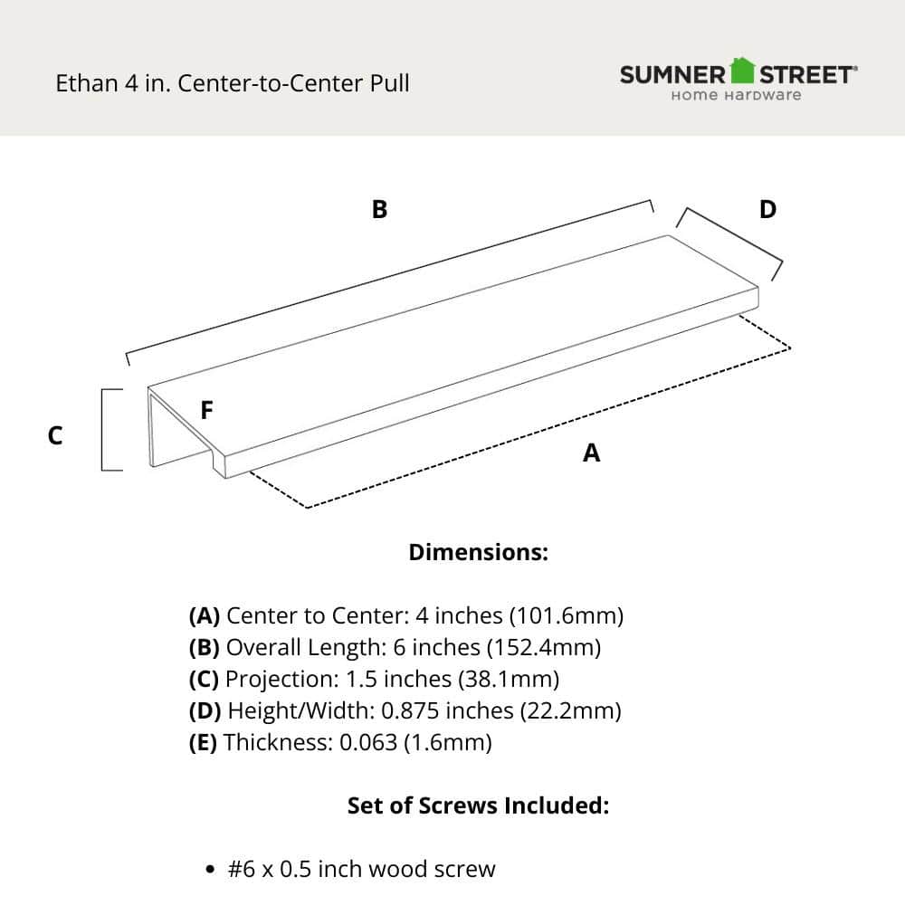 10-Pack Ethan 4 in. (102 mm) Center-to-Center Satin Brass Edge Drawer Pull - Hercitys