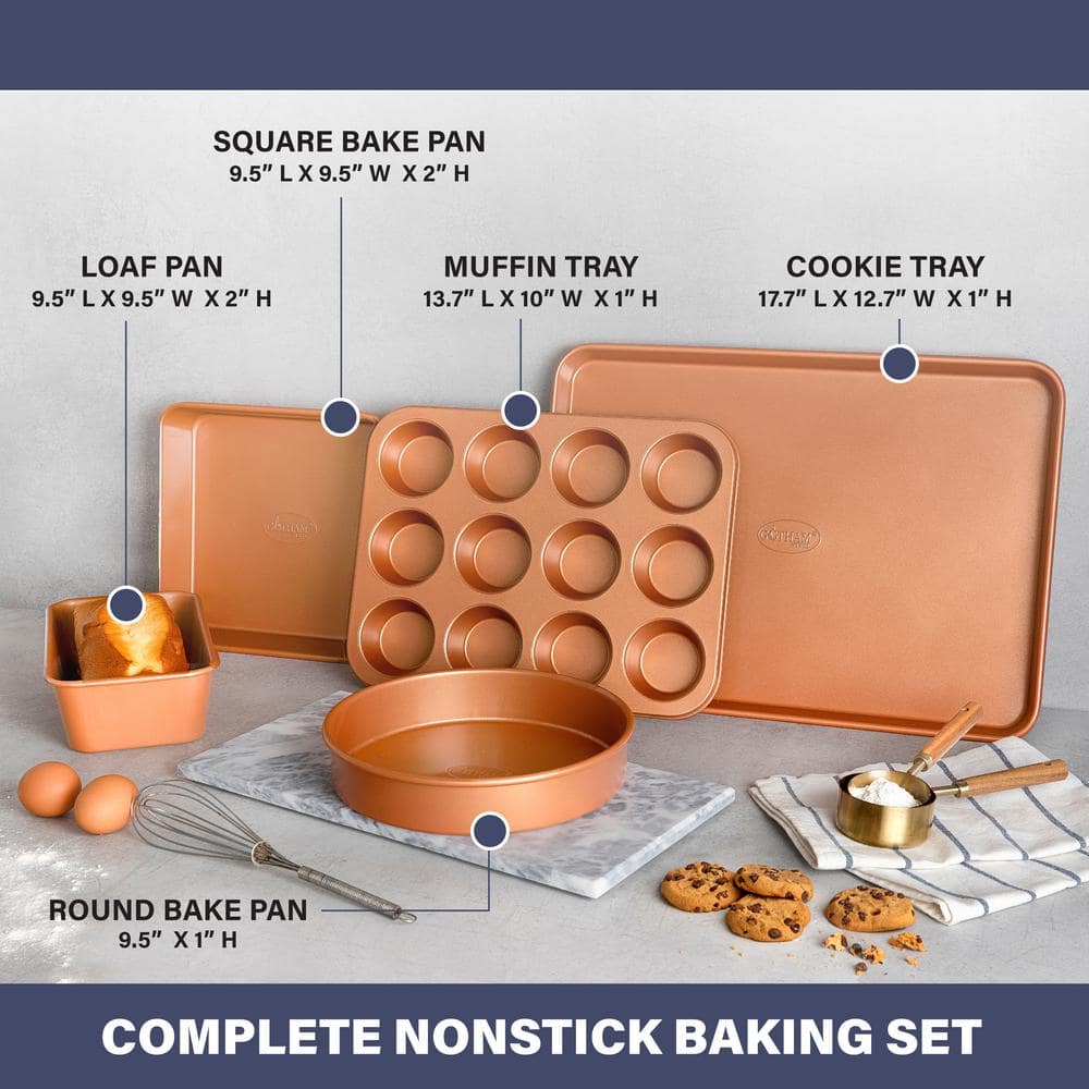 5-Piece Aluminum Ti-Ceramic Nonstick Ultimate Bakeware Set in Copper - Hercitys