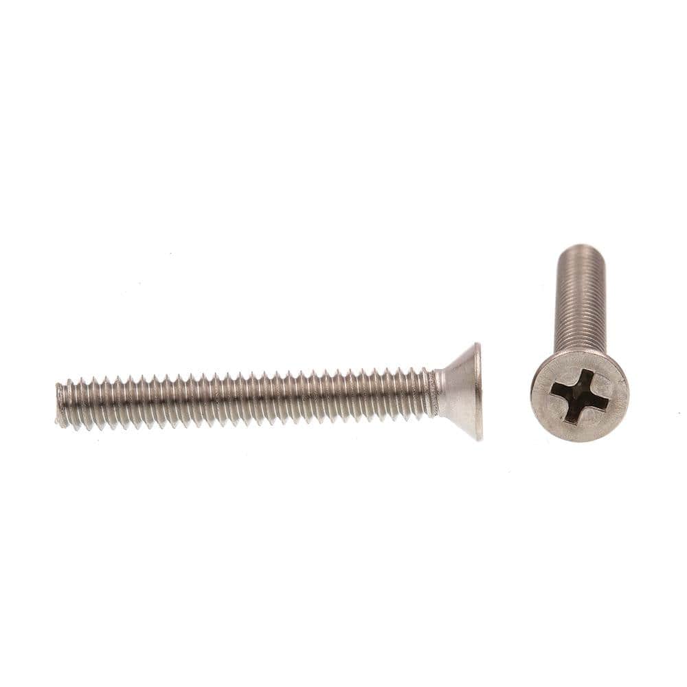 #10-24 x 1-1/2 in. Grade 18-8 Stainless Steel Phillips Drive Flat Head Machine Screws (100-Pack) - Hercitys