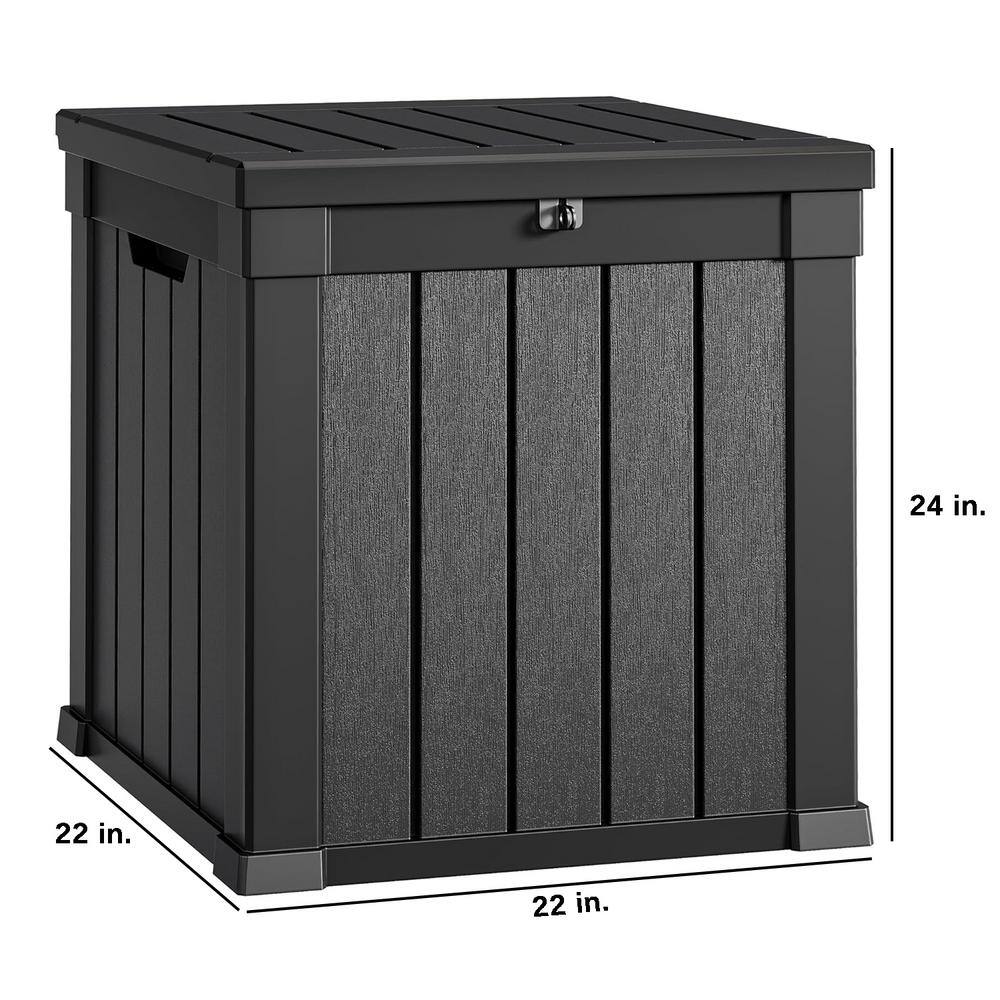 51 Gal. Black Weather Resistant Resin Deck Box with Lockable Lid and Side Handles - Hercitys