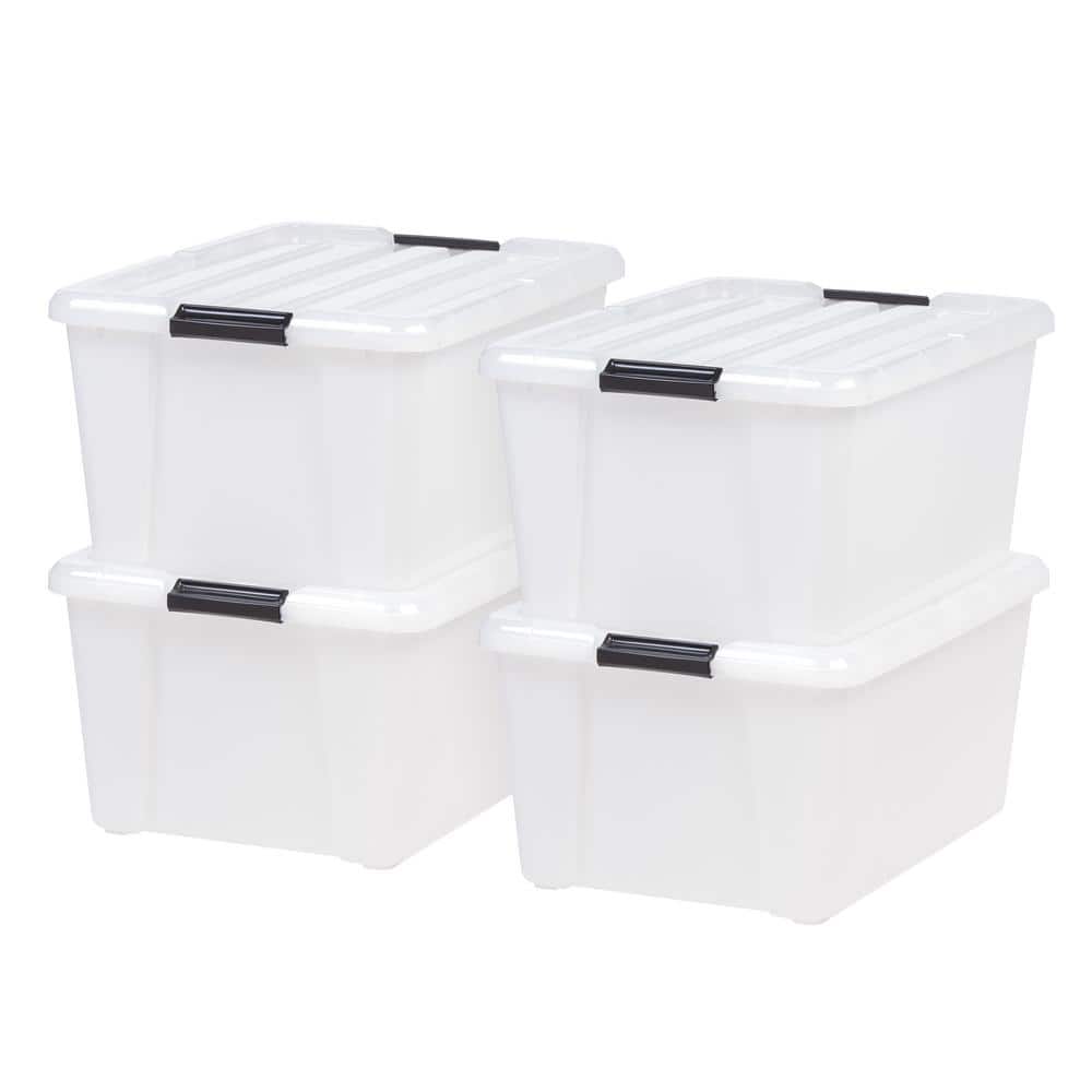 45 Qt./42.6 Gal. Buckle Up Storage Box in Pearl (4-Pack) - Hercitys