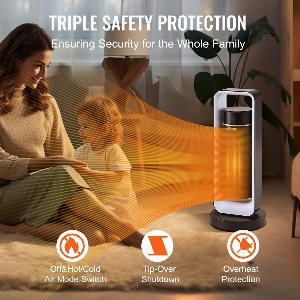 1000-Watt/1500-Watt 20 in. Electric Ceramic Space Heater with Thermostat Remote Control 2-Level Adjustable Heater Fan - Hercitys