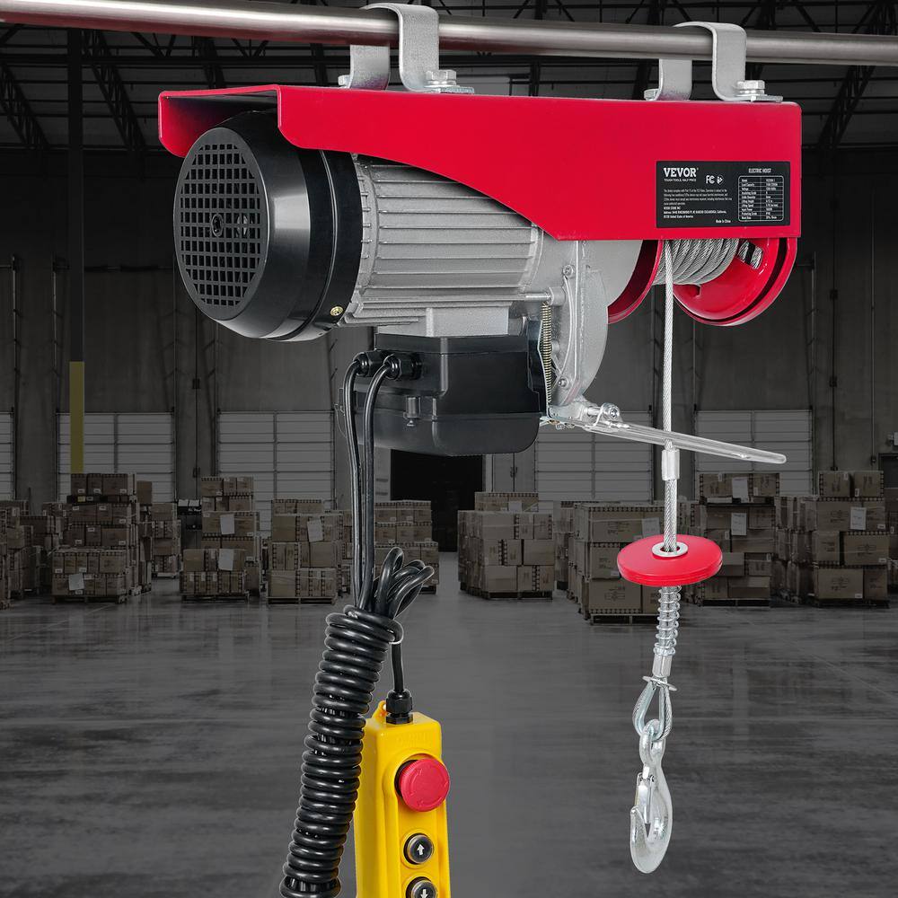 2200 lbs. Electric Chain Hoist 1600 Watt Electric Steel Wire Winch with 14 ft. Wired Remote Control for Garage Warehouse - Hercitys