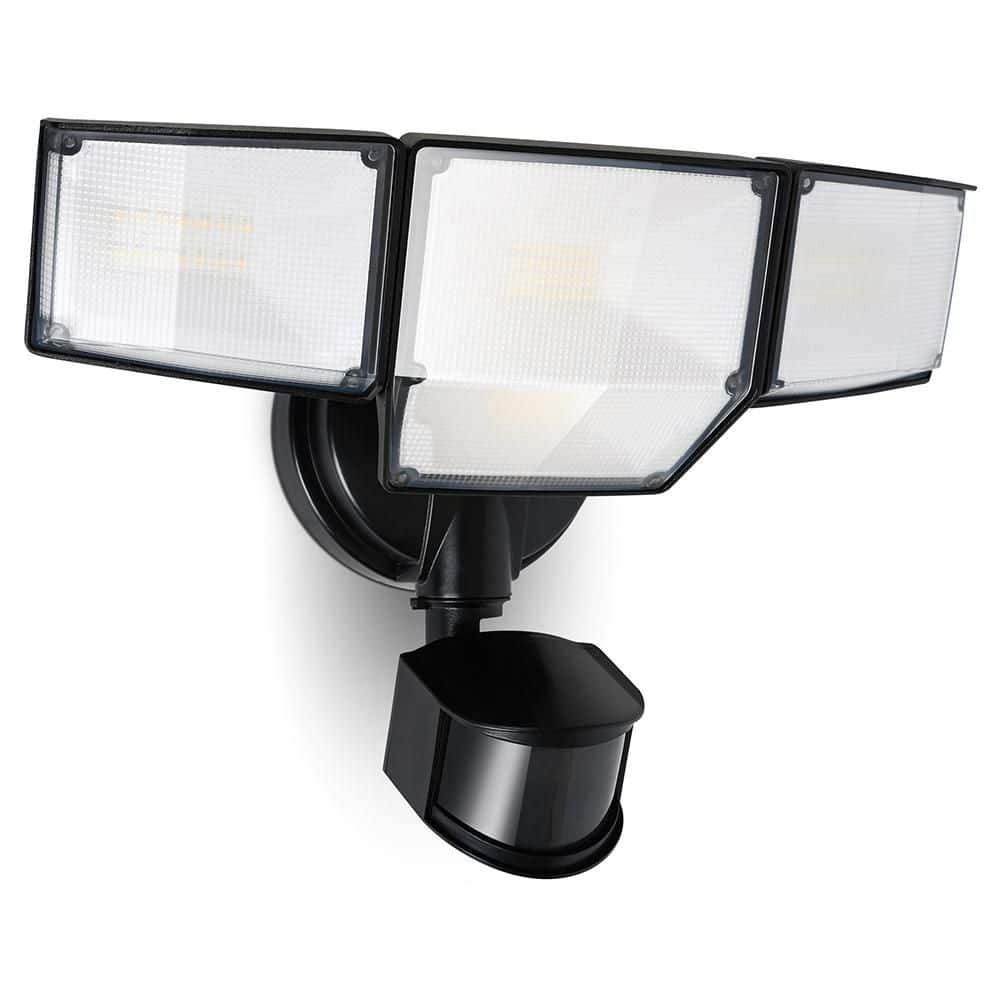 475-Watt equivalent 9000 Lumen 180° Black Motion Sensing Integrated LED Flood Light - Hercitys