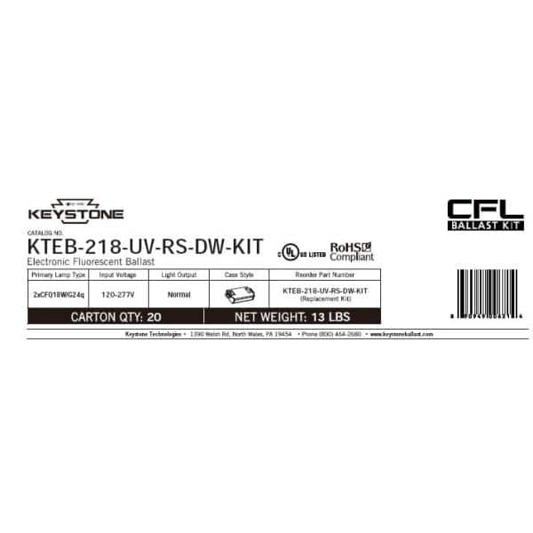 18-Watt 1 or 2-Lamp CFL Rapid Start Electronic Fluorescent Replacement Ballast - Hercitys