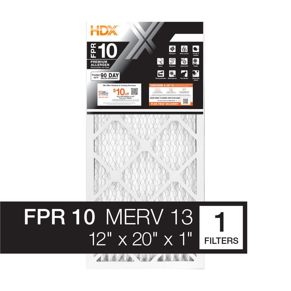 12 in. x 20 in. x 1 in. Premium Pleated Air Filter FPR 10, MERV 13 - Hercitys