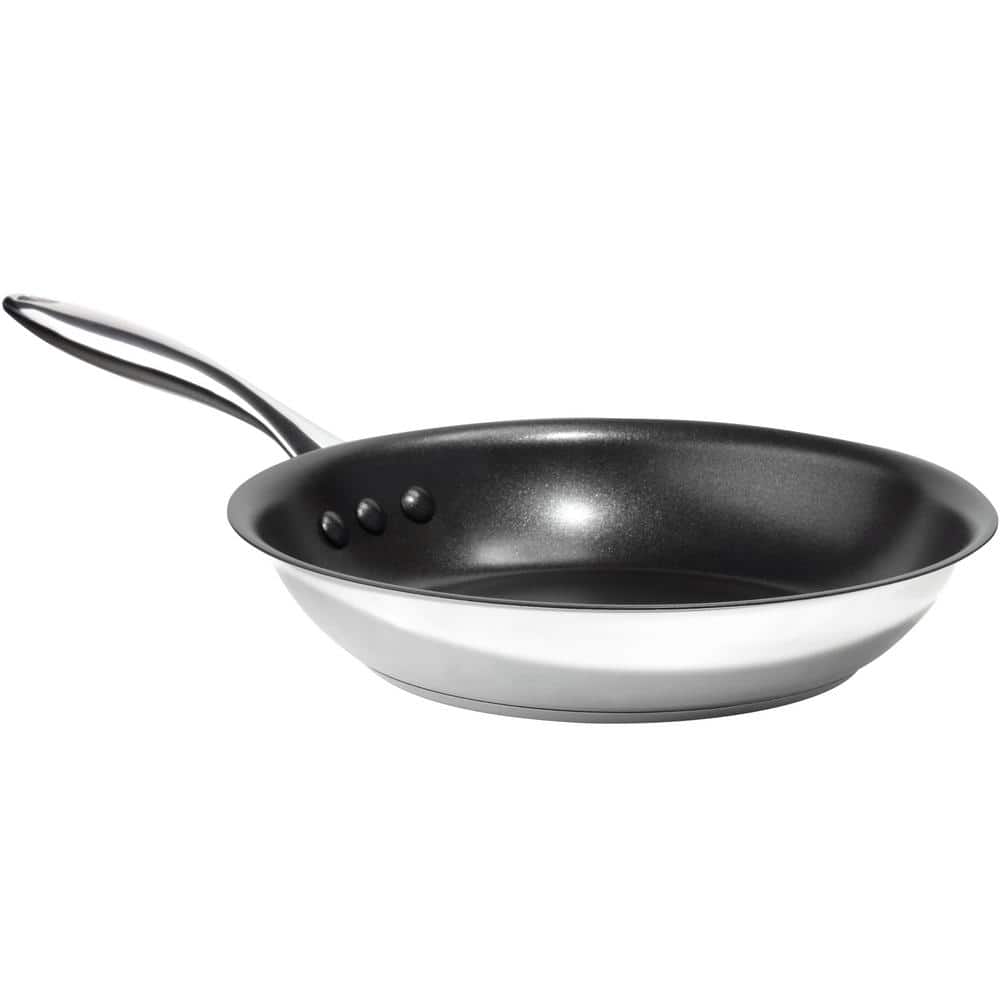 12 in. ETERNA Stainless Steel Pan, a 100% PFOA and APEO-Free Non-Stick Coating in Black Interior - Hercitys
