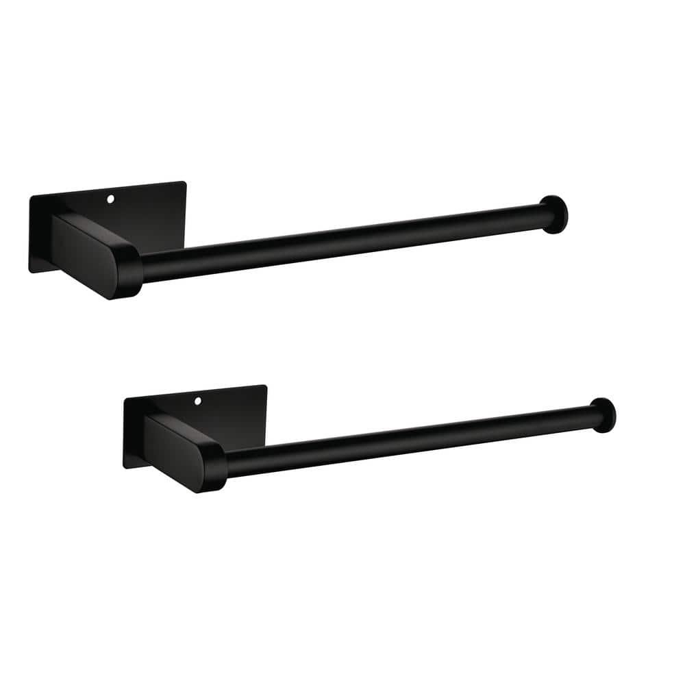 12 in. Stainless Steel Wall Mount Paper Towel Holder for Kitchen Bathroom in Matte Black (2-Pack) - Hercitys