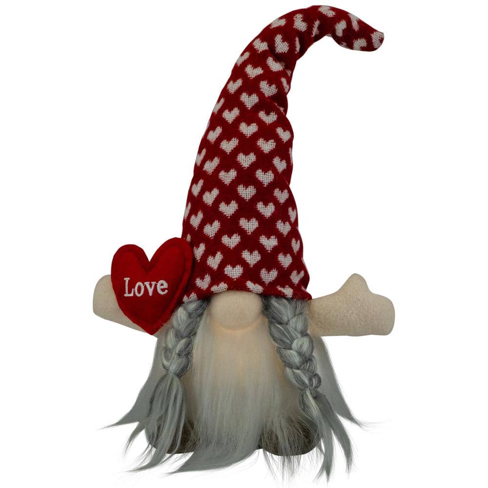 13 in. Lighted Girl Valentine’s Day Gnome with Love Heart - Hercitys
