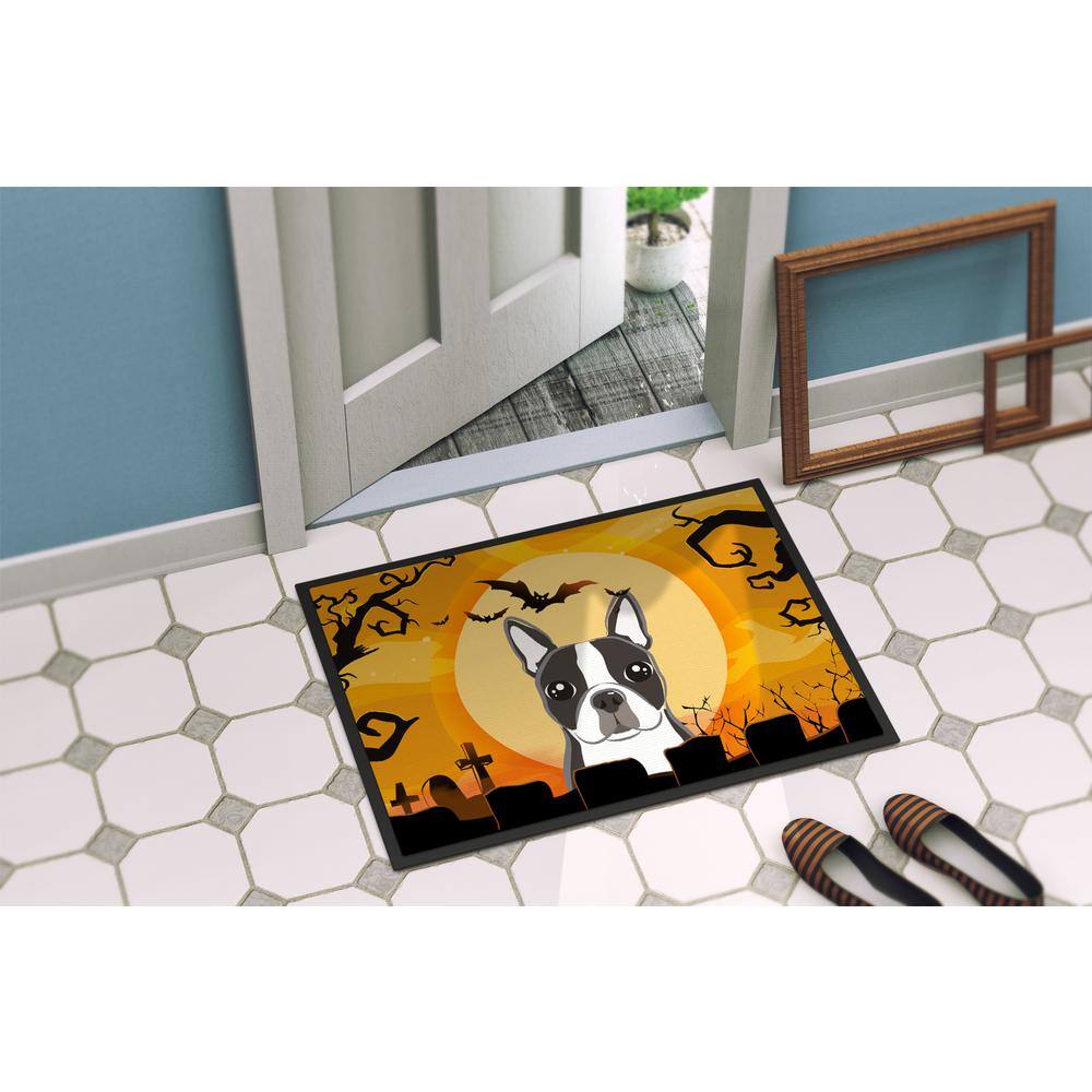 24 in. x 36 in. Indoor/Outdoor Halloween Boston Terrier Door Mat - Hercitys