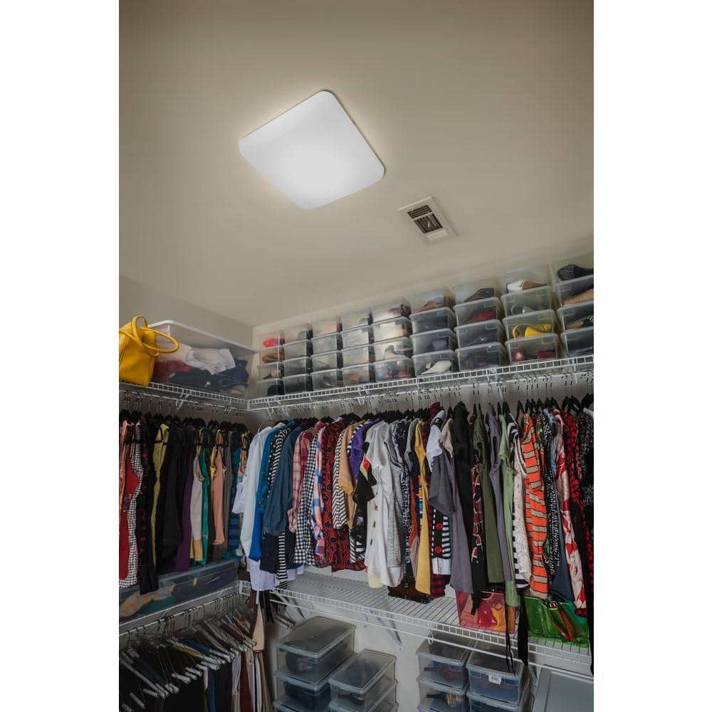 11 in. Square Low-Profile White Integrated LED Flush Mount - Hercitys