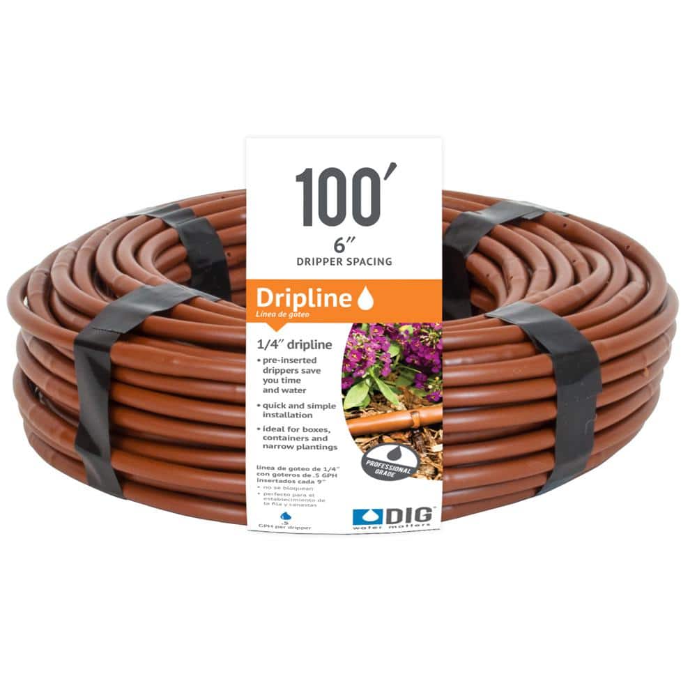 1/4 in. Emitter Tubing 100 ft. W/6 in. Spacing in Brown - Hercitys