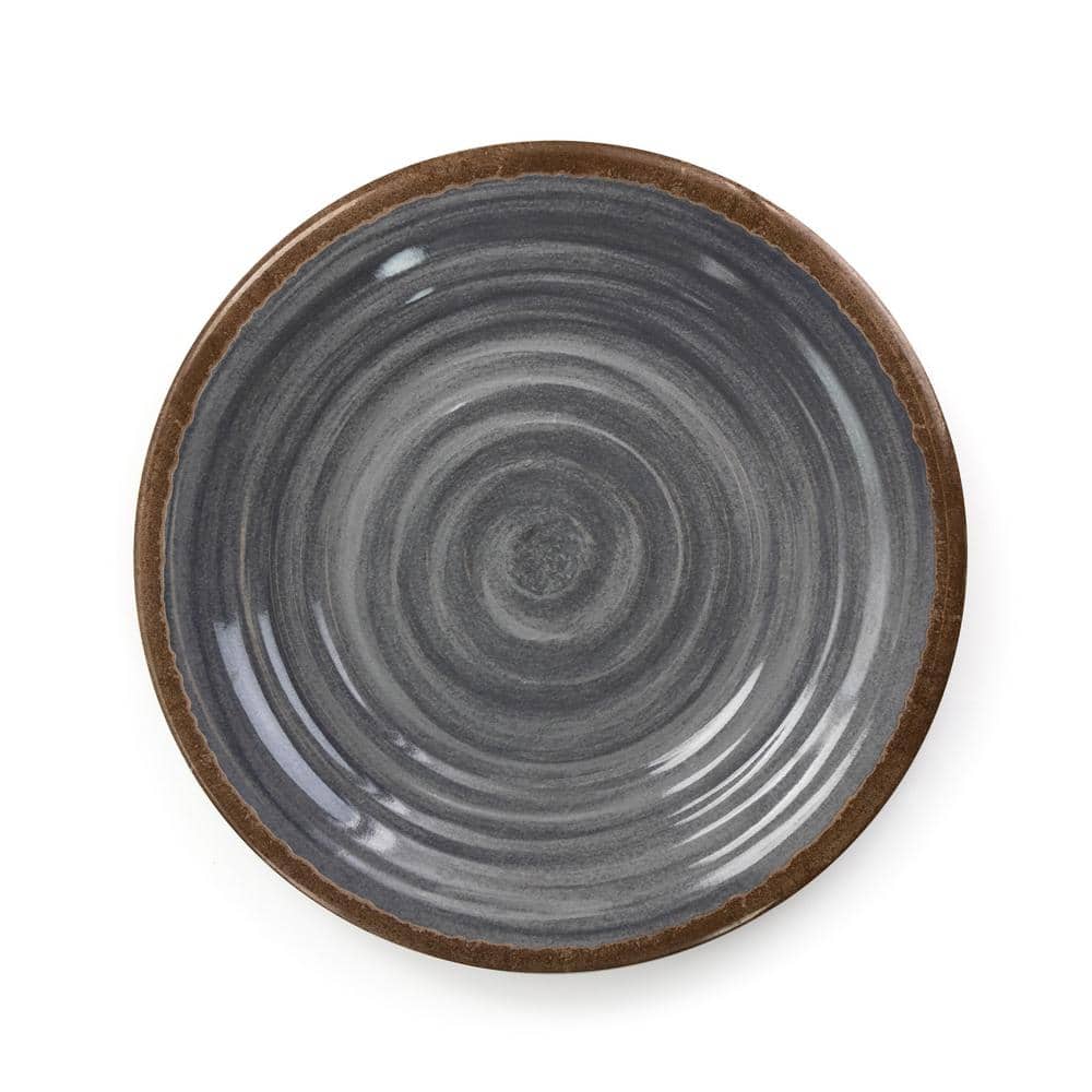 12-Piece Stone Oak Black Lightweight Melamine Dinnerware Set (Service for 4) - Hercitys